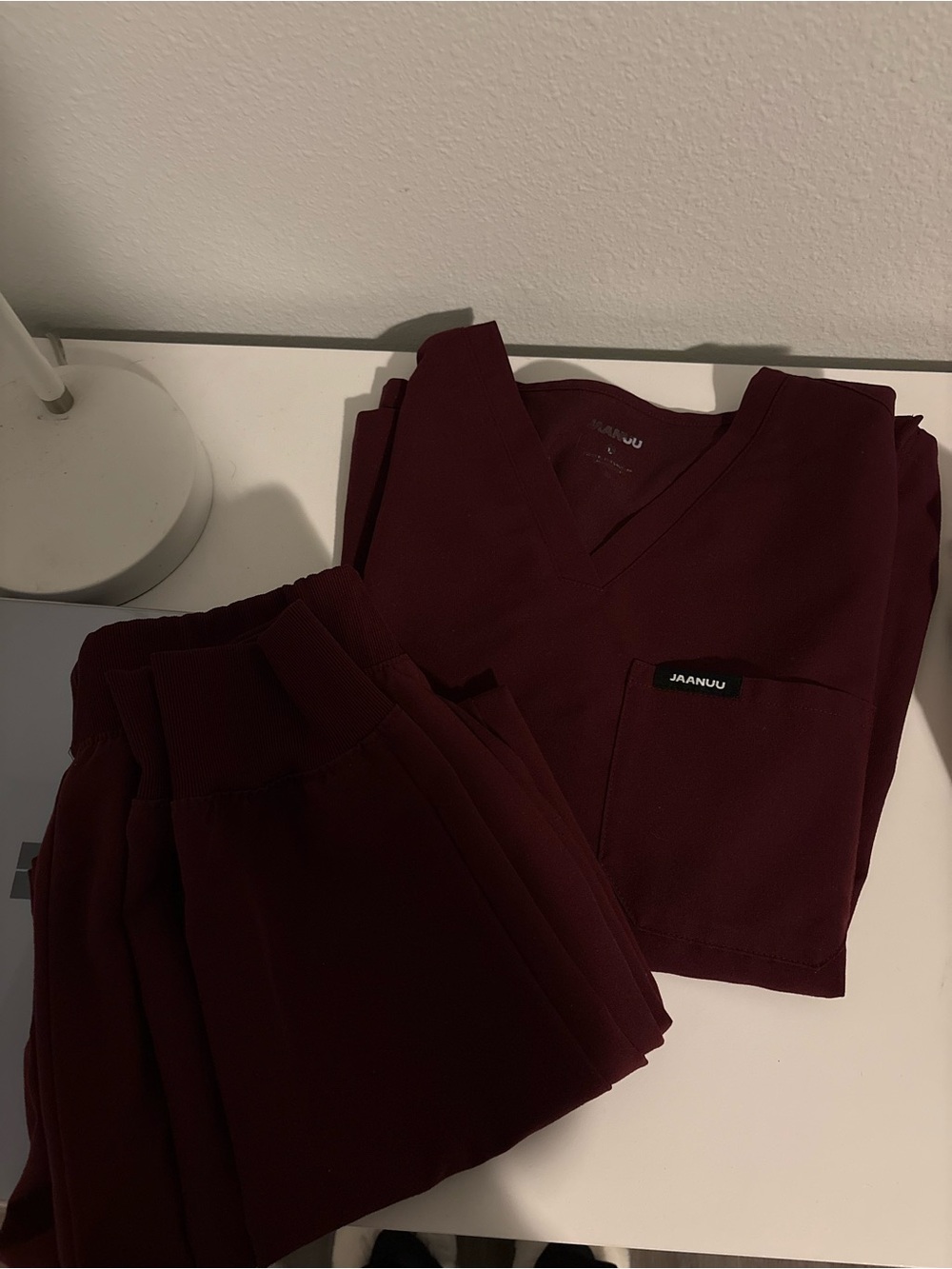Jaanuu Women's Scrub Set in Burgundy